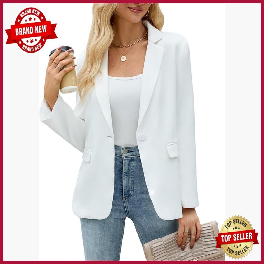 Women's Blazer Regular Fit Long Sleeve Notch Lapel Button Front Pockets